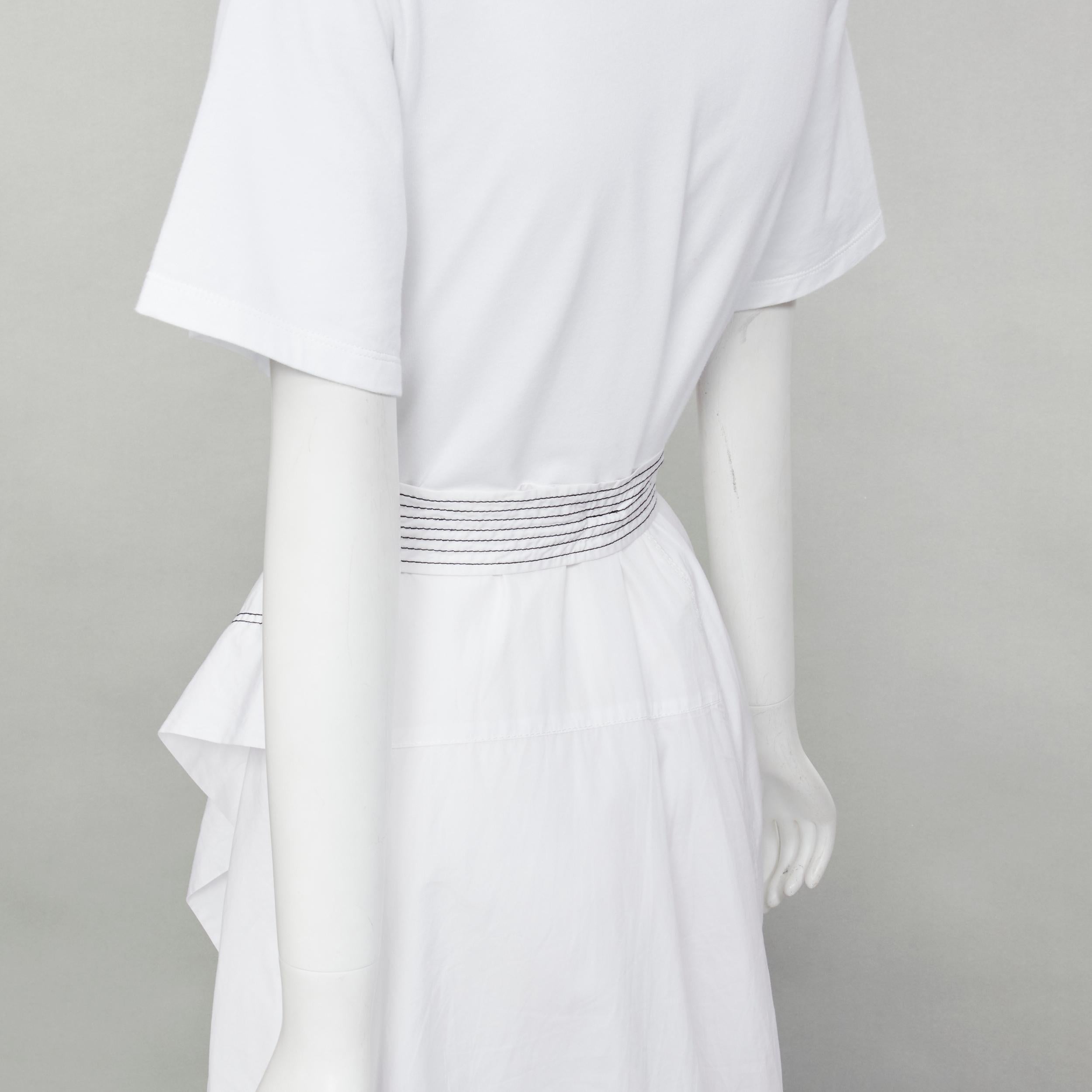 3.1 PHILLIP LIM white cotton tshirt overstitch detail belted dress US6 S 4