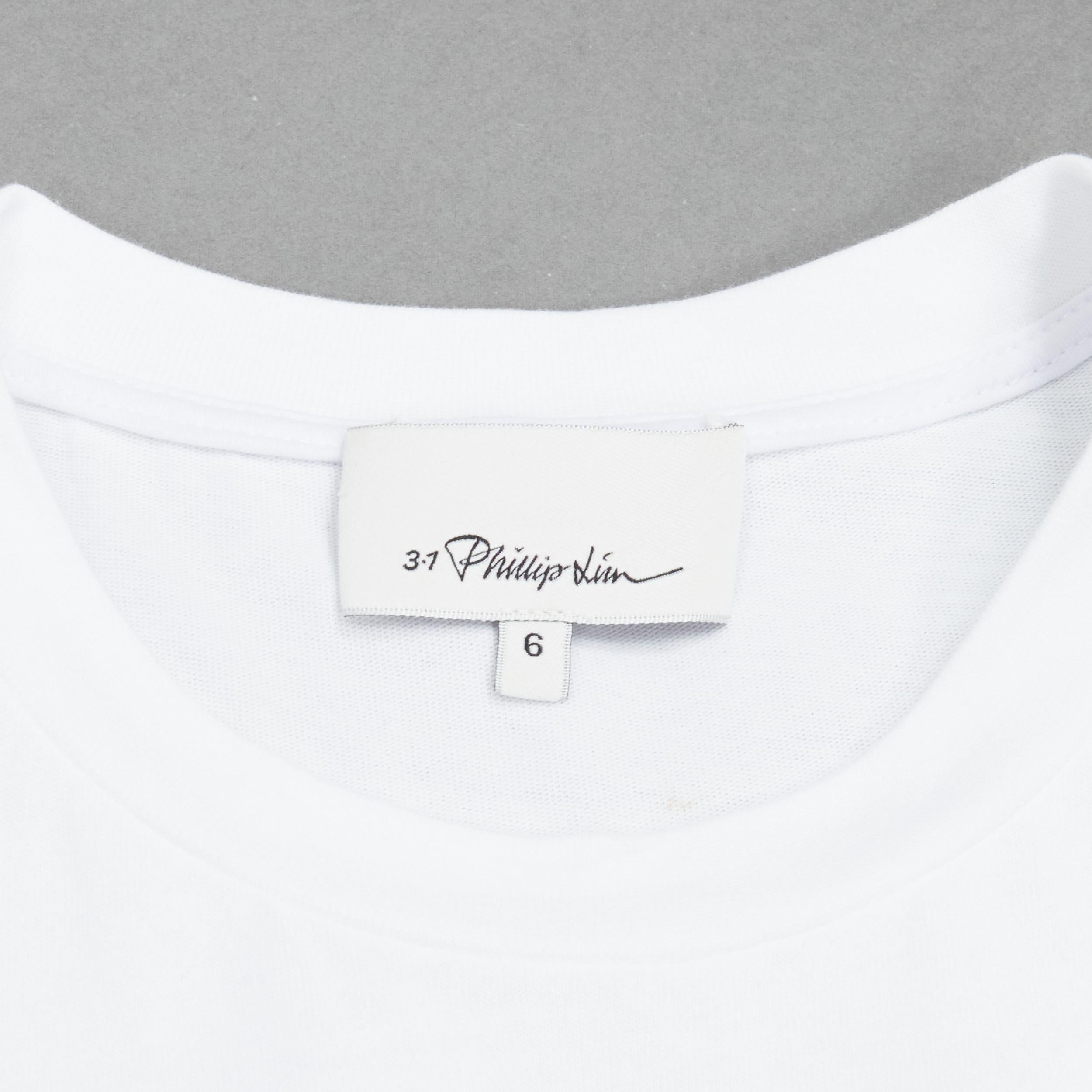 3.1 PHILLIP LIM white cotton tshirt overstitch detail belted dress US6 S 5