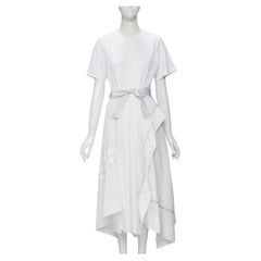 3.1 PHILLIP LIM white cotton tshirt overstitch detail belted dress US6 S