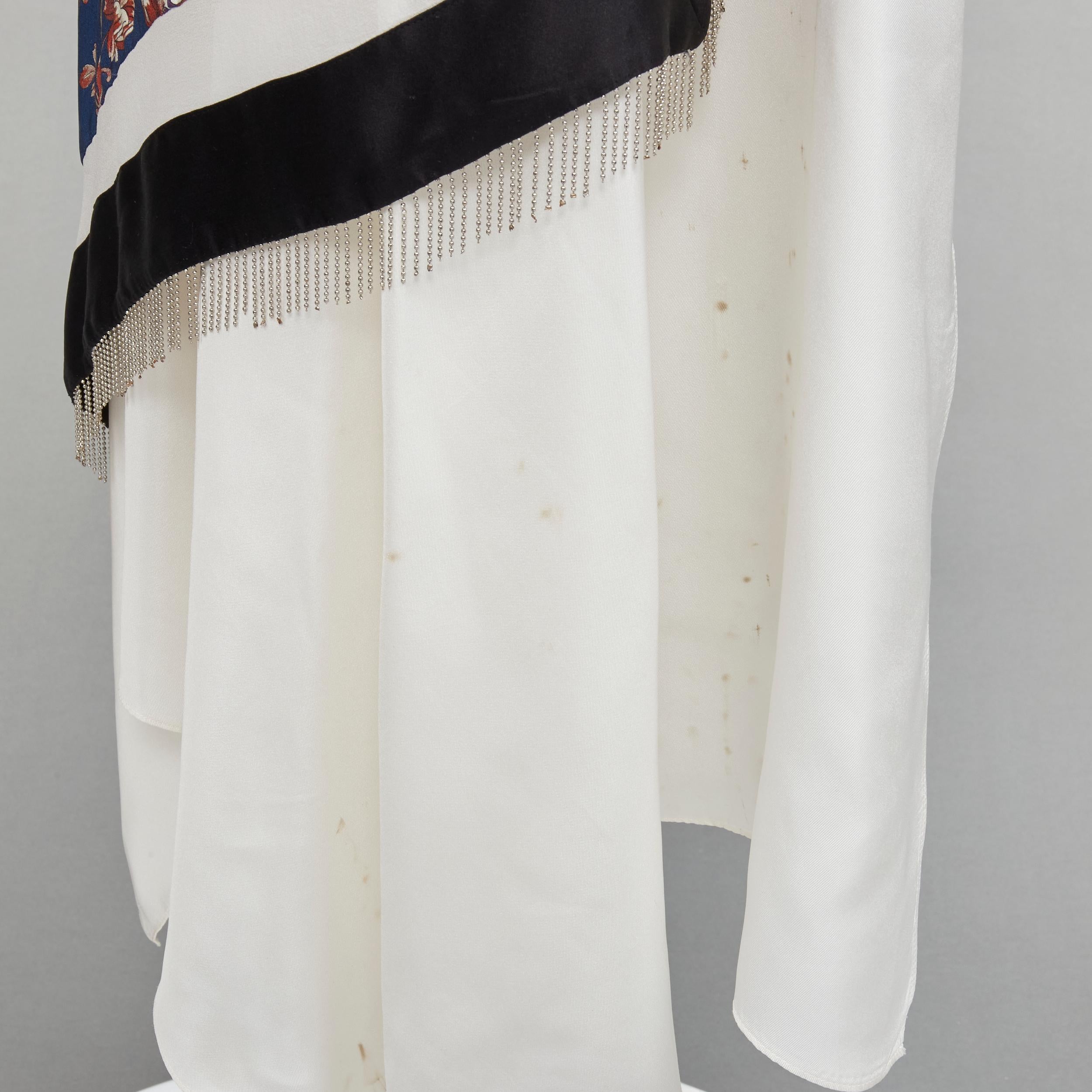 3.1 PHILLIP LIM white silk oriental print metal chain tassel wrap dress US2 S For Sale 4