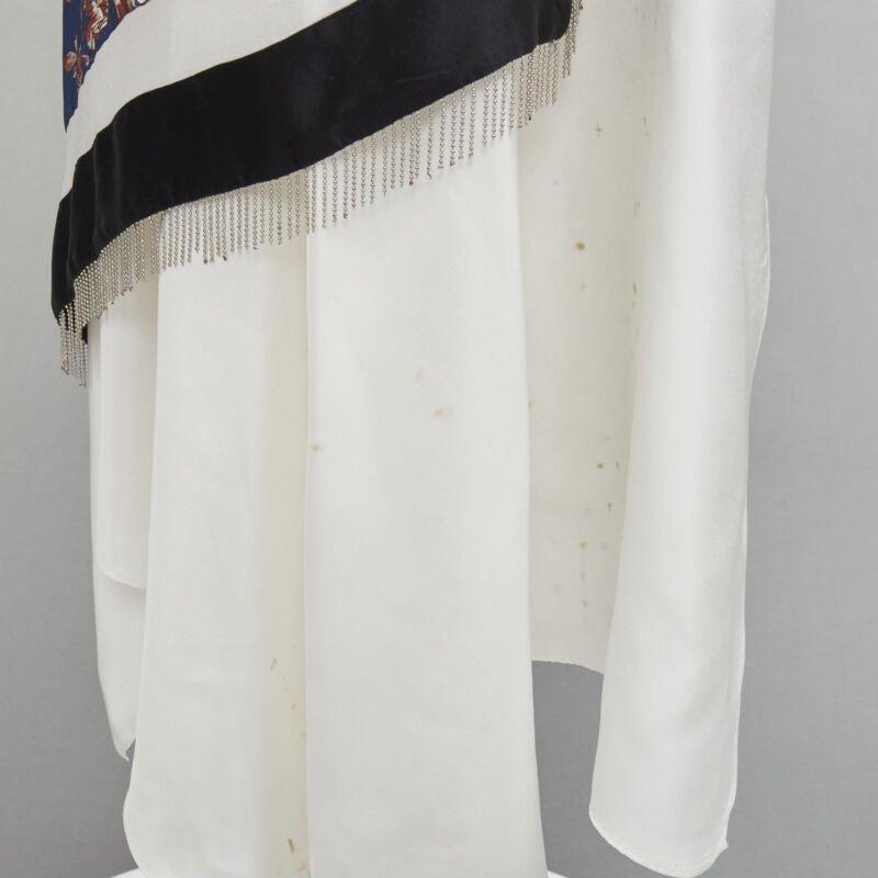 3.1 PHILLIP LIM white silk oriental print metal chain tassel wrap dress US2 S For Sale 5