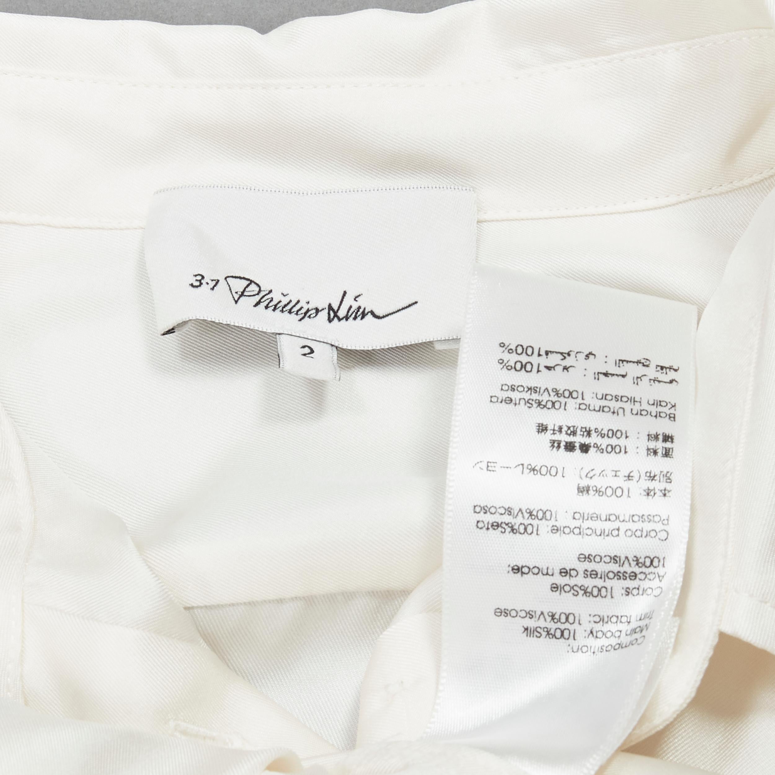 3.1 PHILLIP LIM white silk oriental print metal chain tassel wrap dress US2 S For Sale 5