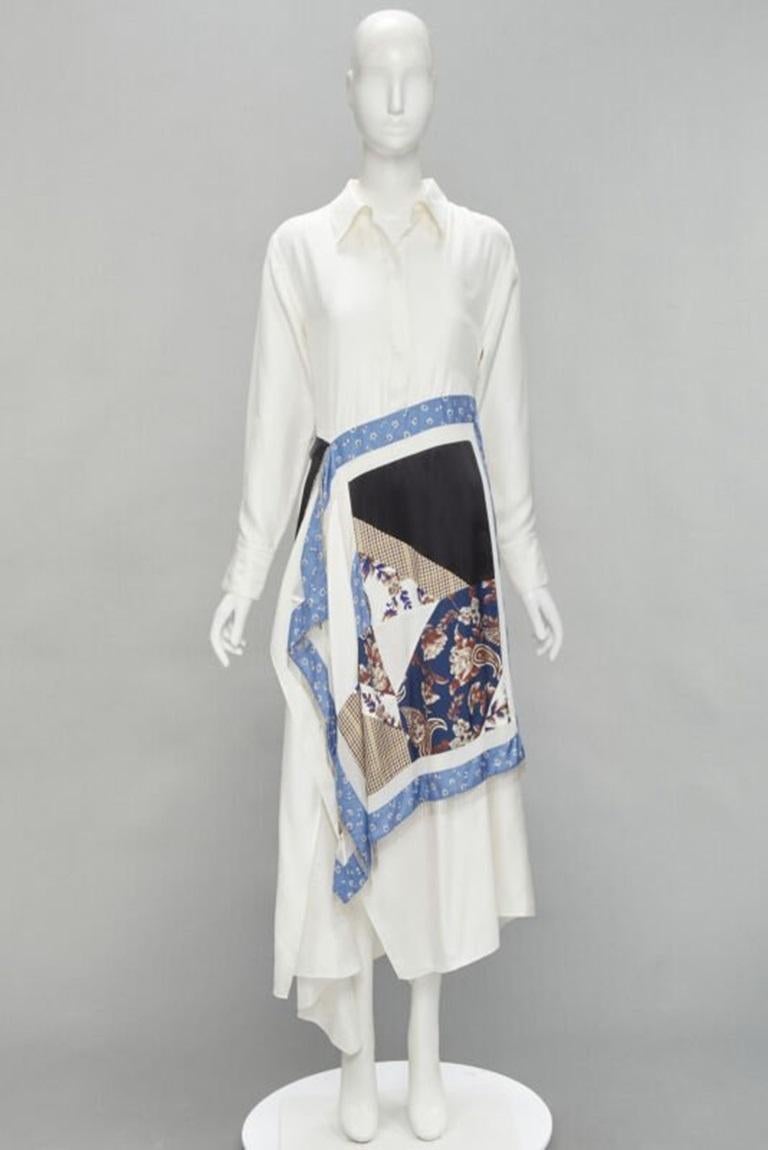 3.1 PHILLIP LIM white silk oriental print metal chain tassel wrap dress US2 S For Sale 7
