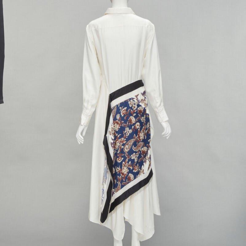 Women's 3.1 PHILLIP LIM white silk oriental print metal chain tassel wrap dress US2 S For Sale