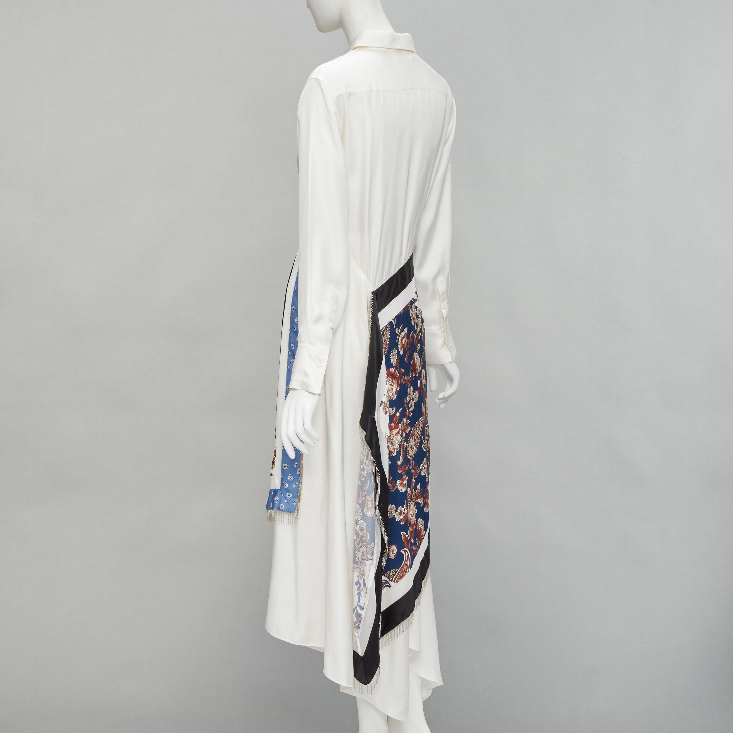 Women's 3.1 PHILLIP LIM white silk oriental print metal chain tassel wrap dress US2 S For Sale