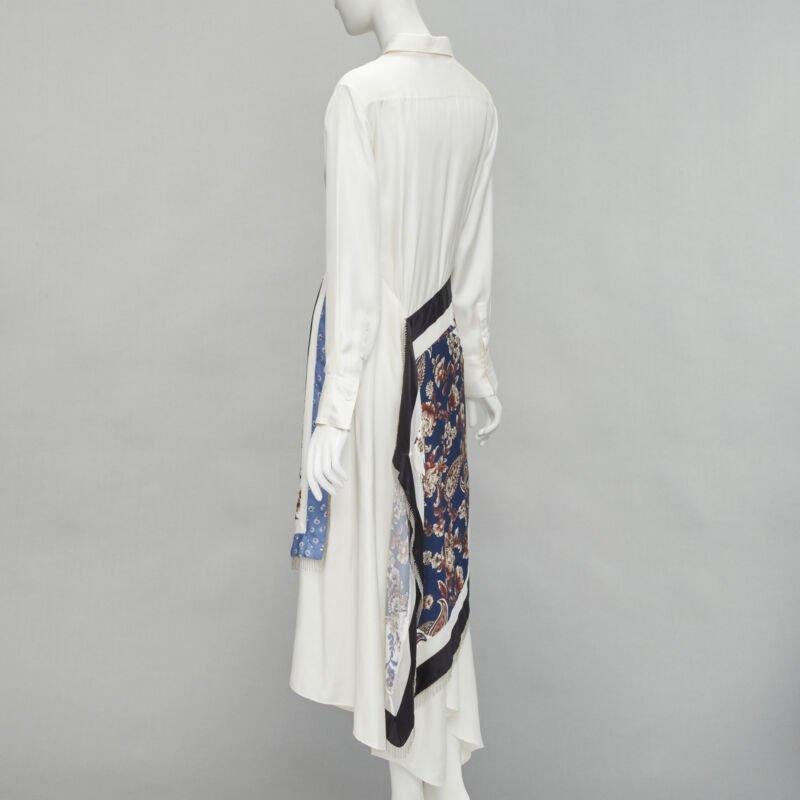 3.1 PHILLIP LIM white silk oriental print metal chain tassel wrap dress US2 S For Sale 1