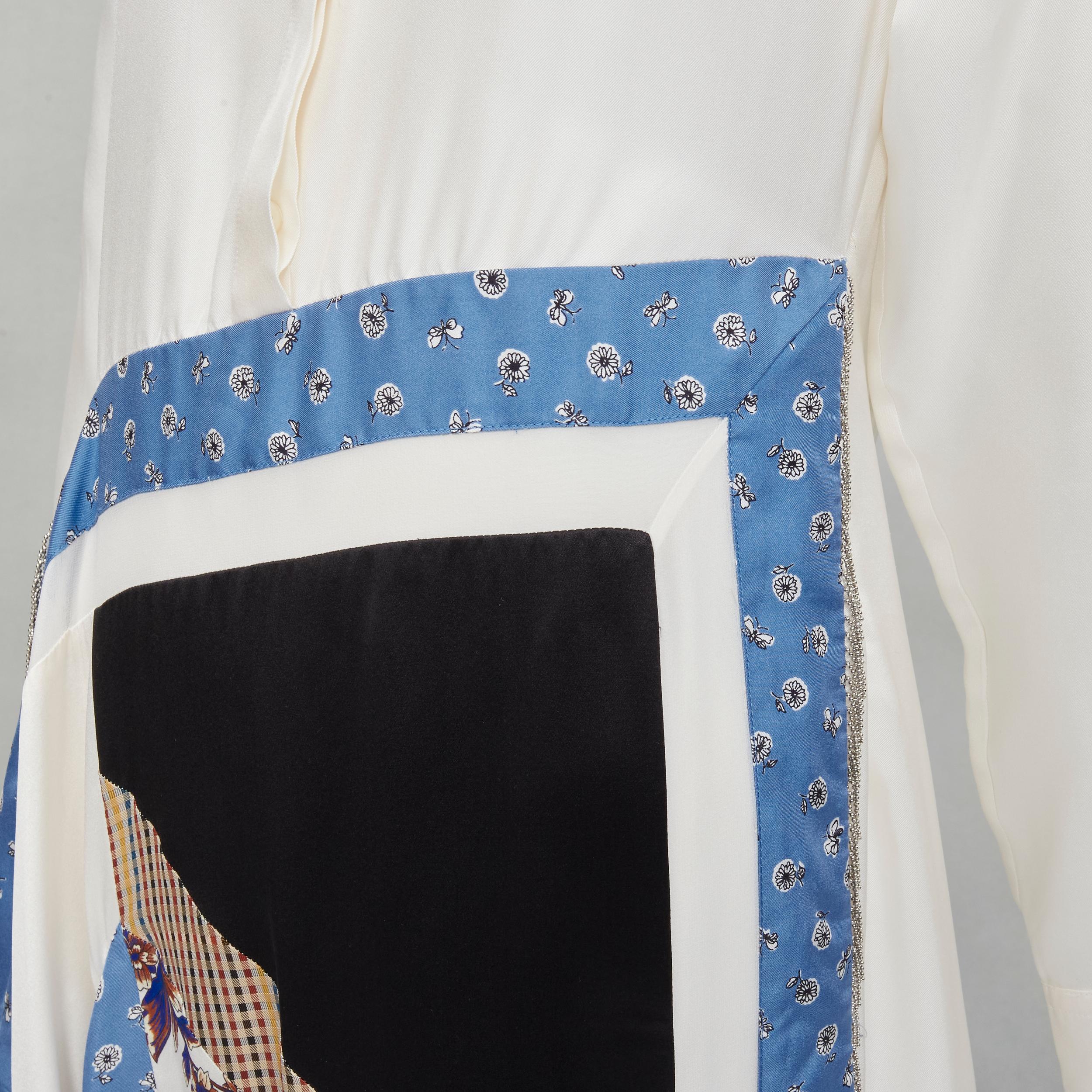 3.1 PHILLIP LIM white silk oriental print metal chain tassel wrap dress US2 S For Sale 1