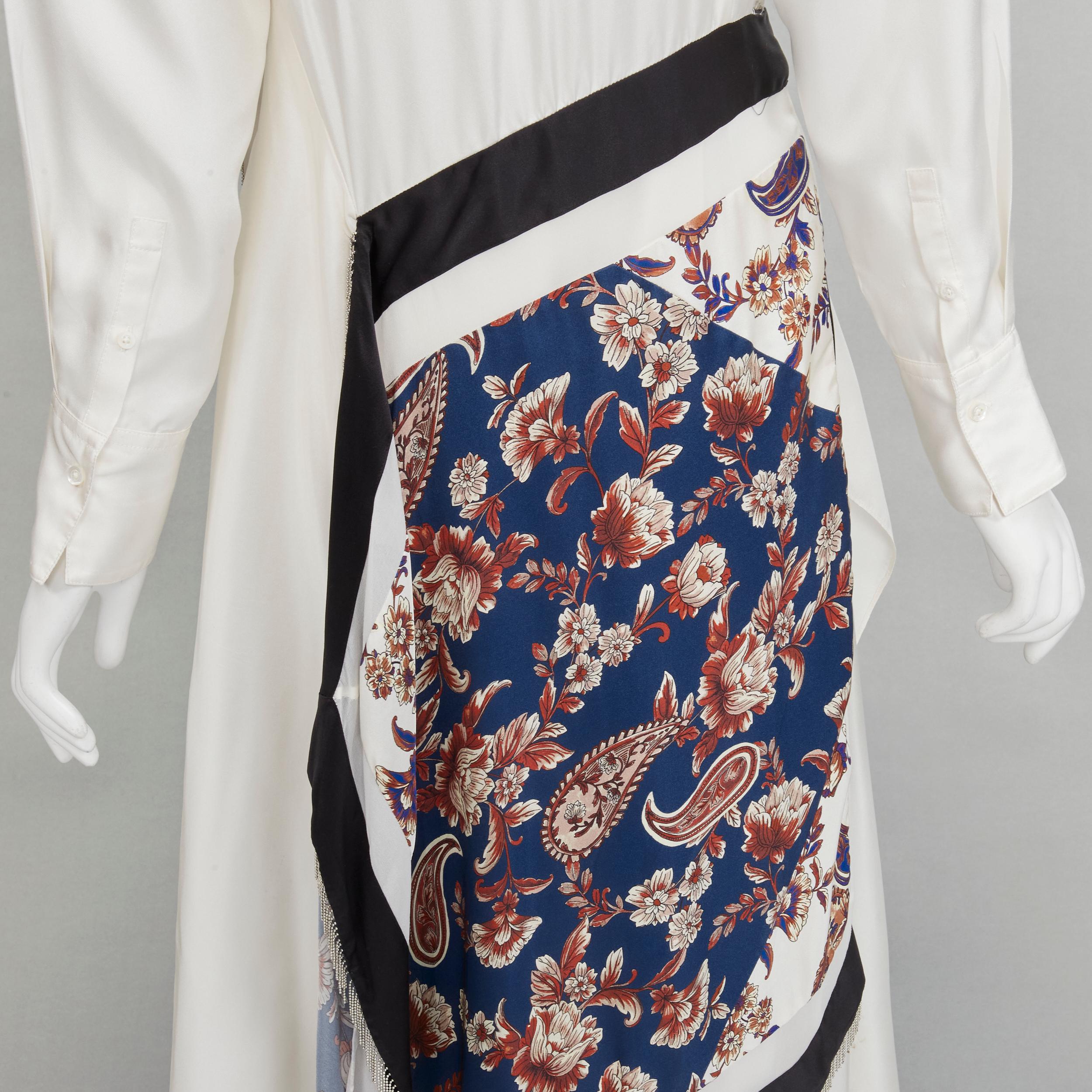 3.1 PHILLIP LIM white silk oriental print metal chain tassel wrap dress US2 S For Sale 2