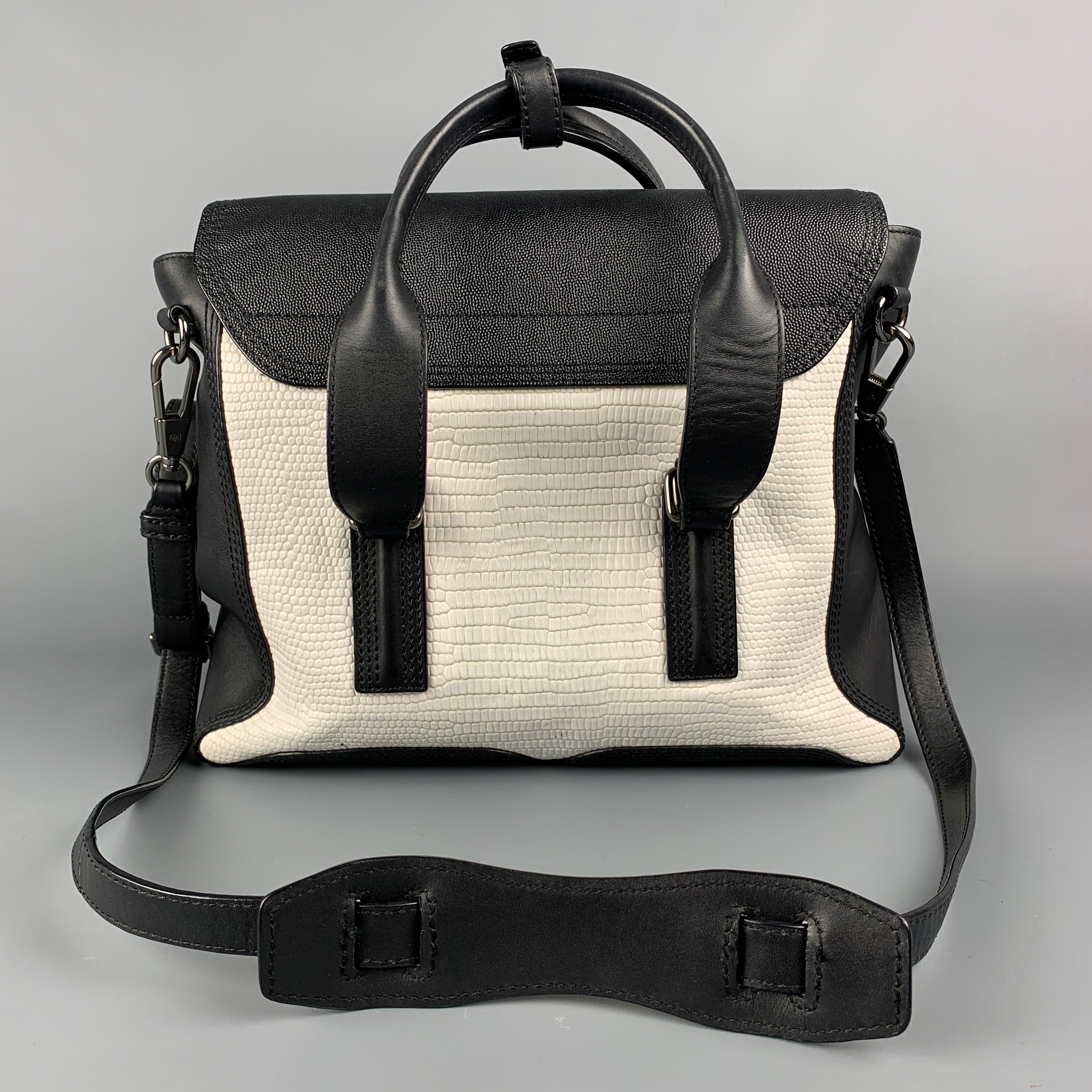 Women's 3.1 PHILLIP LIM White Textured Embossed Leather Crossbody Pashli Satchel Handbag For Sale