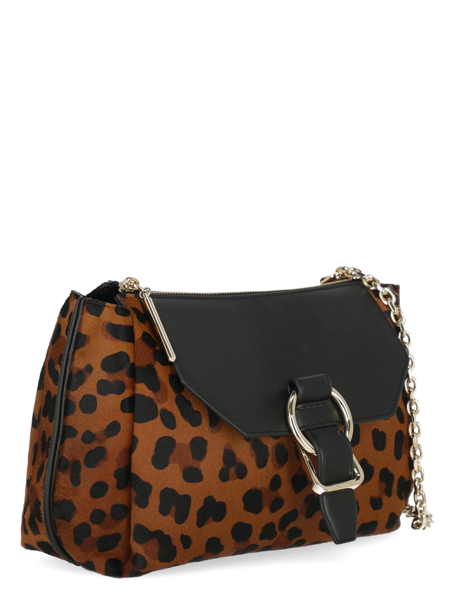 Product Description: Bag, leather, animal print, internal logo, zipper fastening, gold-tone hardware, external pocket, internal pockets, evening, day bag

Includes:
- Product care
- Dust bag

Product Condition: Very Good
Lining: negligible residues.