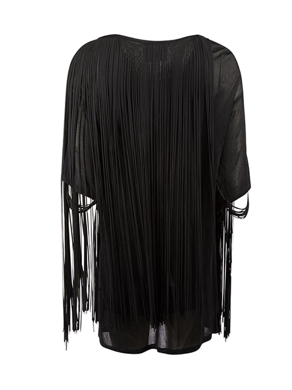 3.1 Phillip Lim Women's Black Fringed Short Sleeves Dress In Good Condition For Sale In London, GB