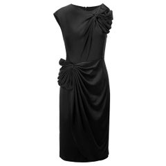 3.1 Phillip Lim Schwarzes Seidenkleid mit gerafften Schleifendetails in Knielänge