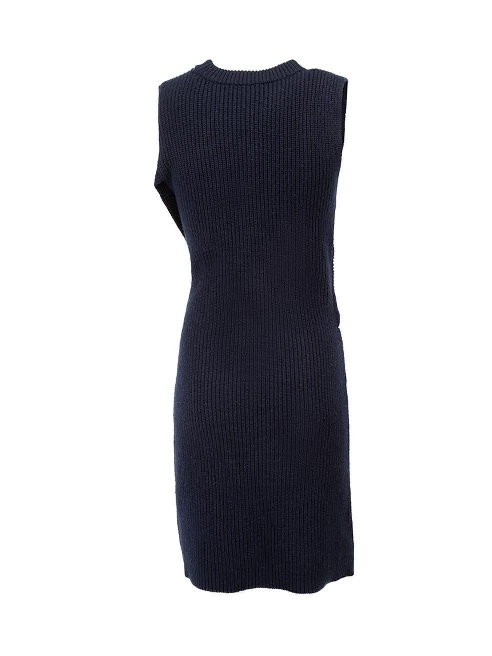3.1 Phillip Lim Women's Navy Wool Twist Accent Mini Knit Dress In Good Condition In London, GB
