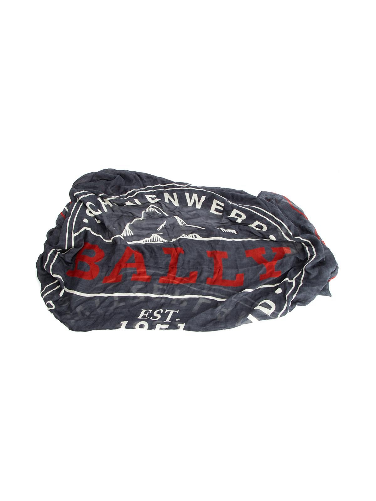 CONDITION is Never worn, with tags. No visible wear to scarf is evident on this new Bally designer resale item. Details Navy blue, red, white Modal Comes with original packaging, box, tag and dust bag Made in Italy Composition EXTERIOR: 90% (modal)