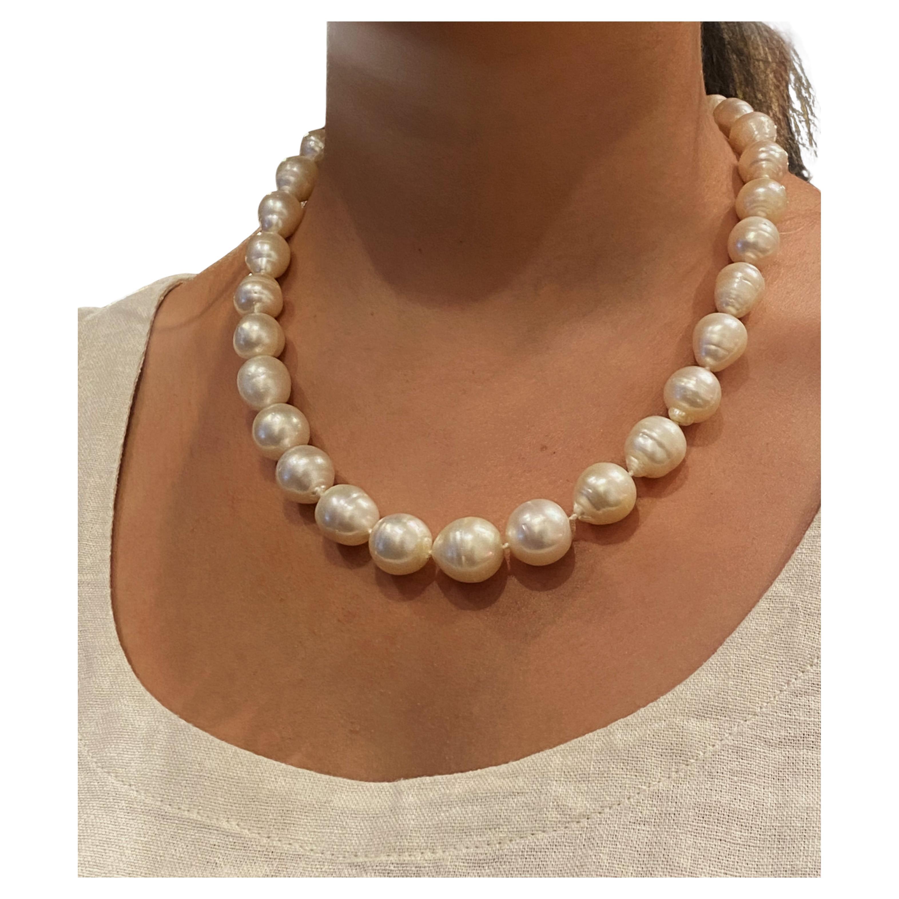 31 South Sea Cultured Semi-Baroque Good Lustre 10.5mm - 16mm Pearl Necklace