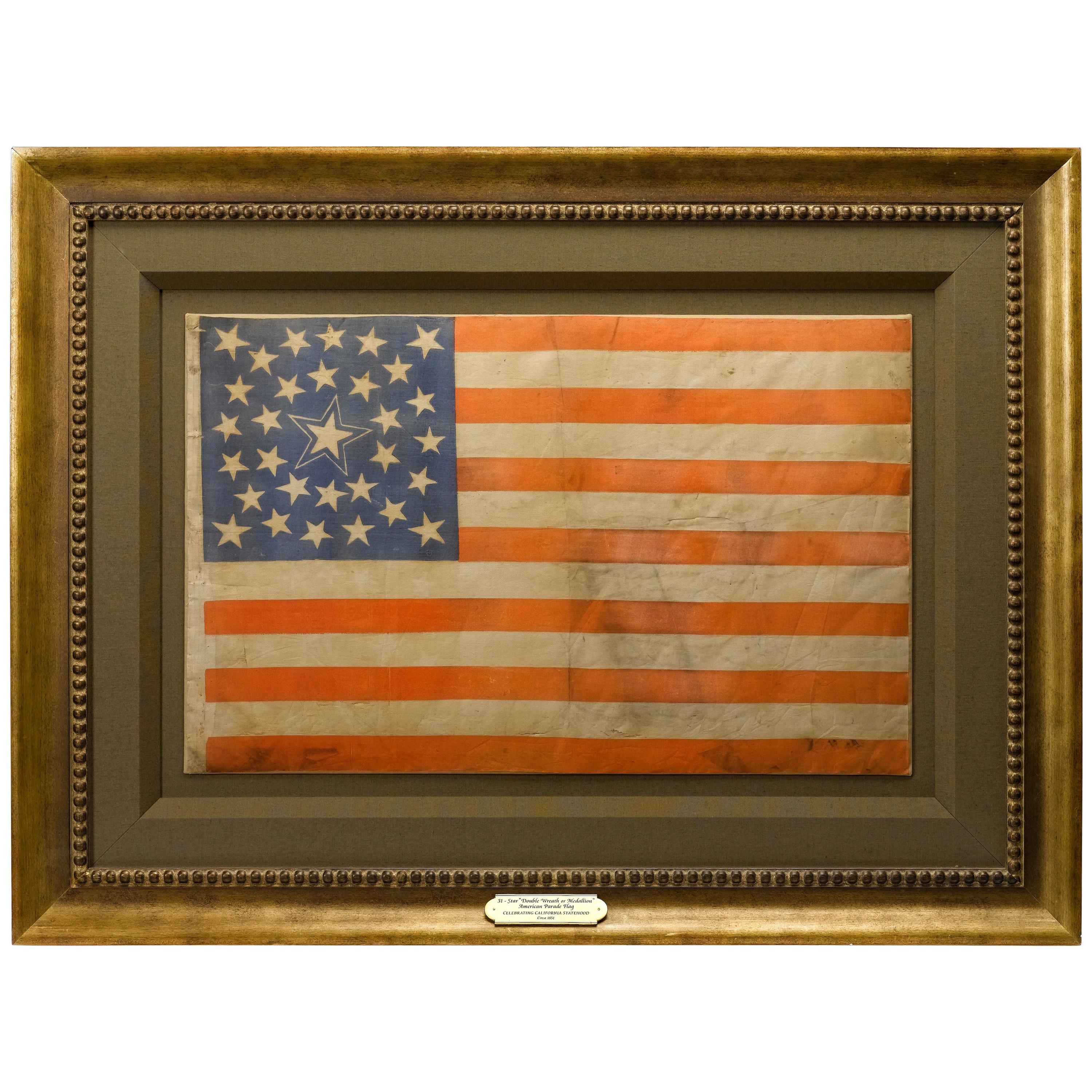 31-Star American Parade Flag Celebrating California Statehood, circa 1851