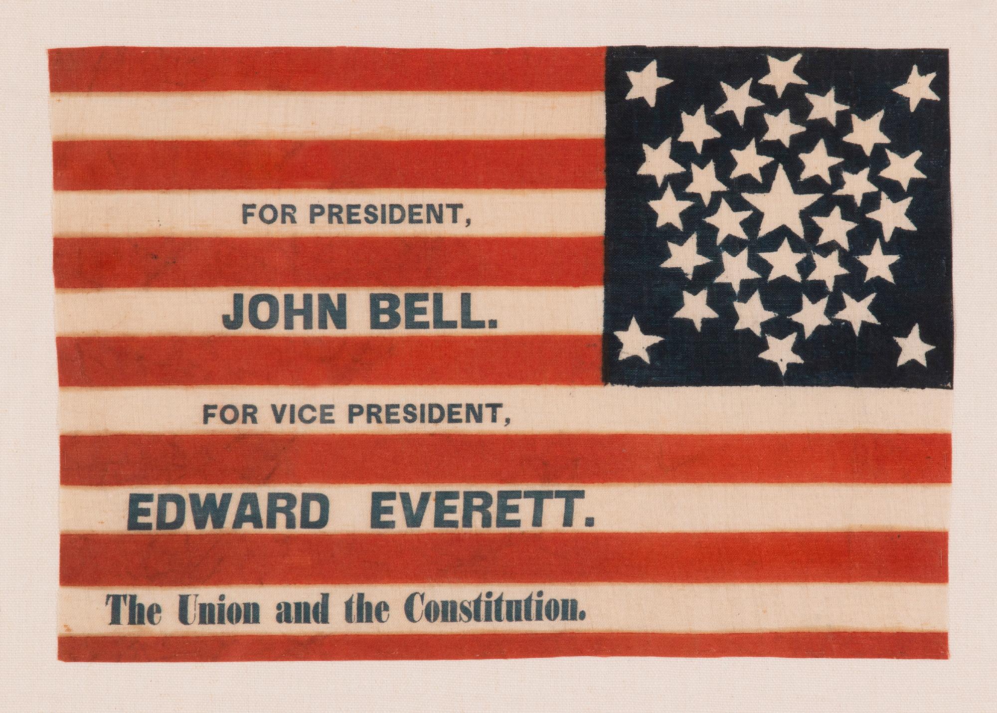 American 31 Star Parade Flag, Made for the 1860 Campaign of John Bell & Edward Everett For Sale