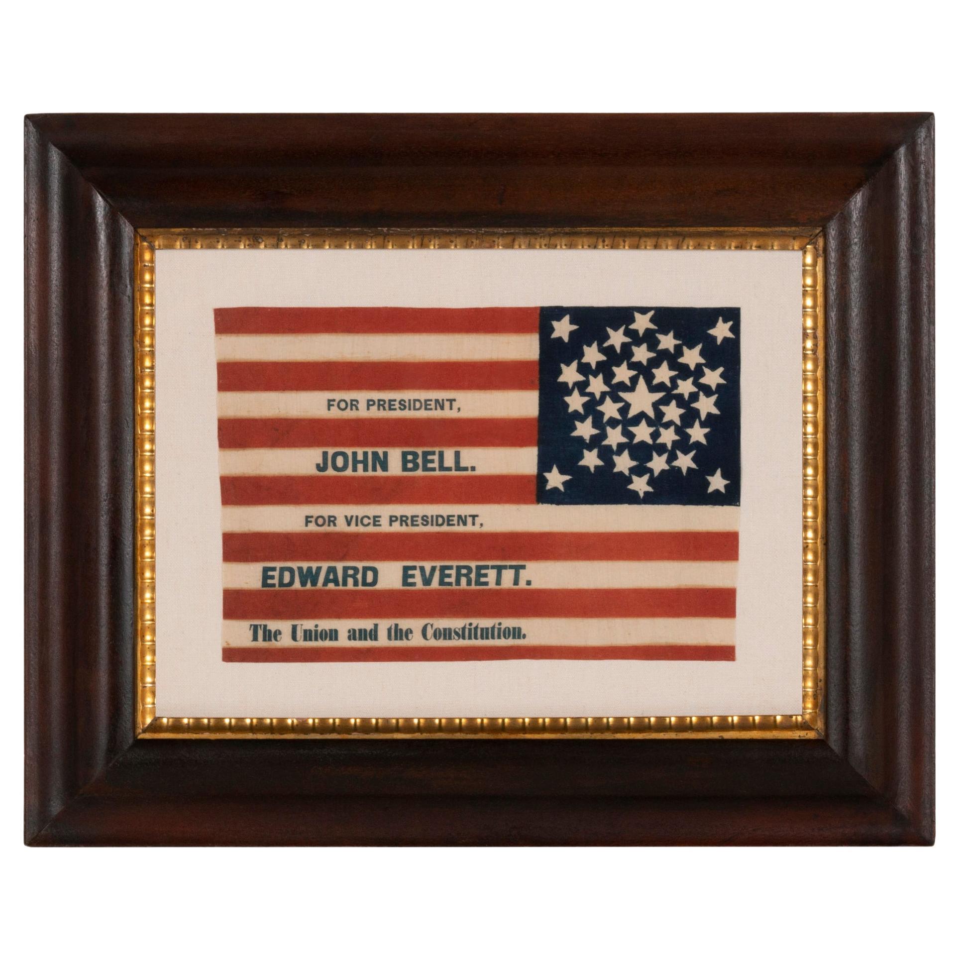 31 Star Parade Flag, Made for the 1860 Campaign of John Bell & Edward Everett