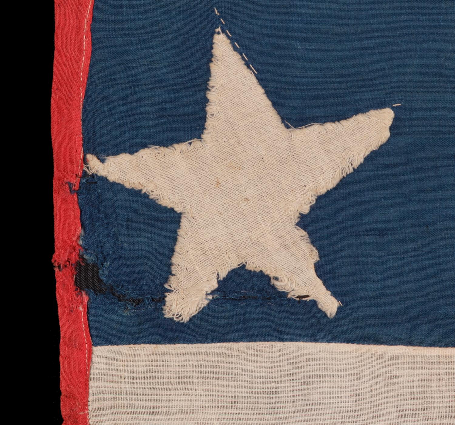 31 Stars in a Medallion Pattern on an Elongated Homemade Flag In Good Condition In York County, PA