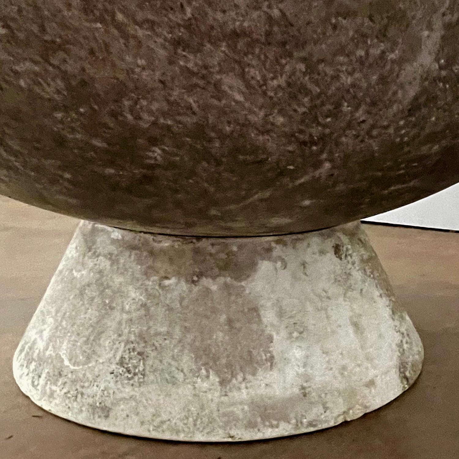 Concrete Willy Guhl Saucer Planter on Stand For Sale