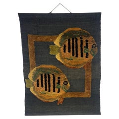 31" x 40" Tapestry Handmade Wall Hanging Art & Craft Tom Taylor 1990 Koi Fish