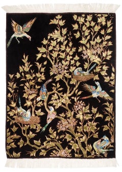 3'1" x 4'1" Classic Tabriz Hand-Knotted Wool & Silk Rug – Handmade Turkish Bird