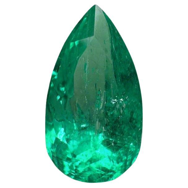 3,10 Quilates 13x7 Esmeralda Colombiana Verde Azulada - Talla Pera Piedra Nacimiento Mayo Gemston
