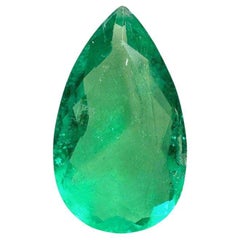 3.10 Carat 14.5x8.5 Yellowish Green Colombian Emerald - Pear-Cut Loose Gem