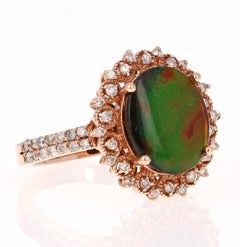 3.10 Carat Ammolite Diamond 14 Karat Rose Gold Cocktail Ring