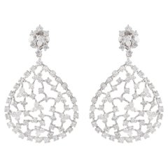 3.10 Carat CVD Diamond Dangle Earrings 14 Karat White Gold Handmade Fine Jewelry