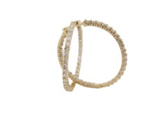 3.10 Carat Diamond Large Hoop Earrings 14 Karat Yellow Gold