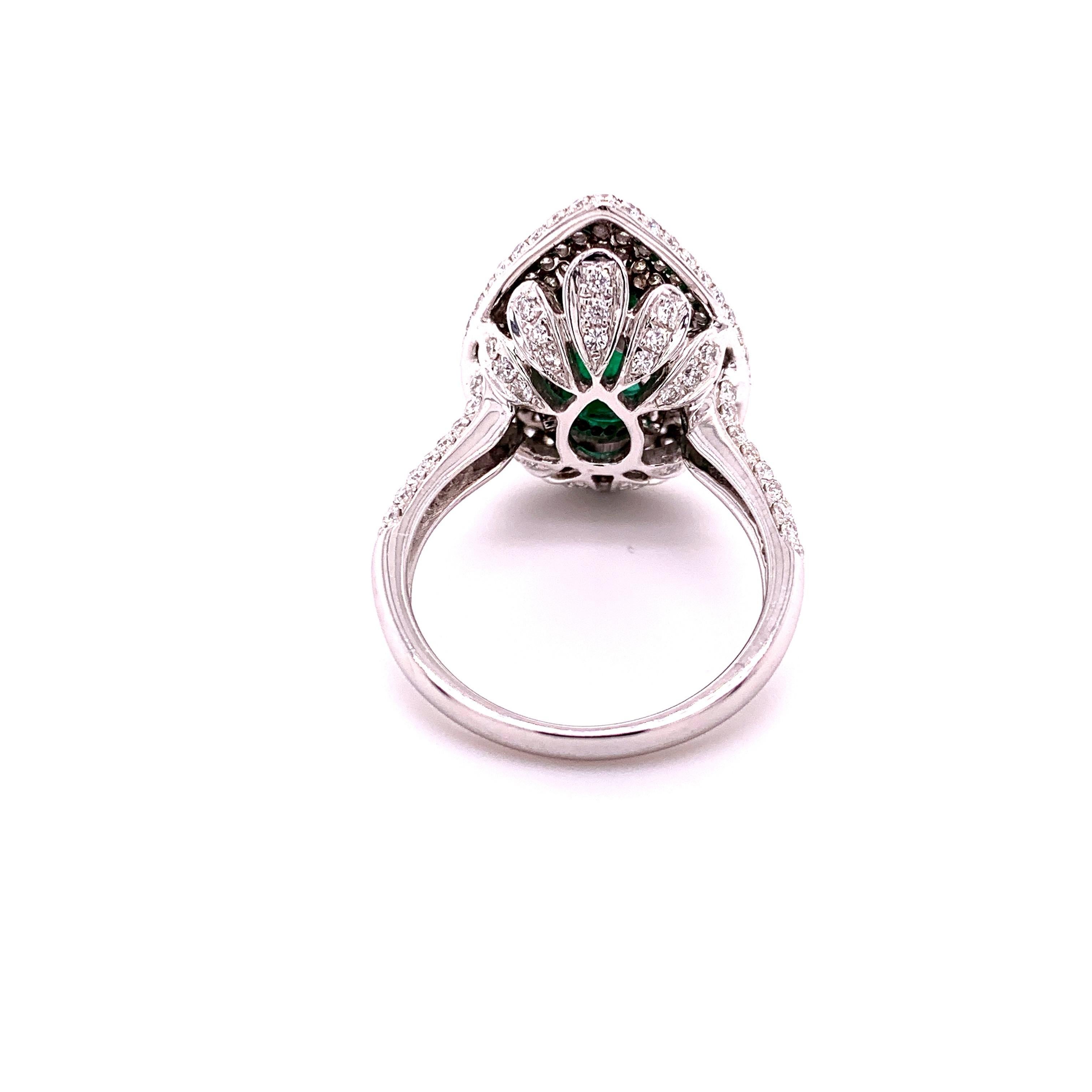 3.10 Carat Emerald Diamond Cocktail Ring In New Condition For Sale In Richmond, BC