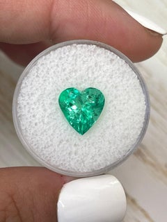 3.10 Carat Heart-Cut Colombian Emerald  Yellowish Green 10.2x9.8 Loose Gemstone