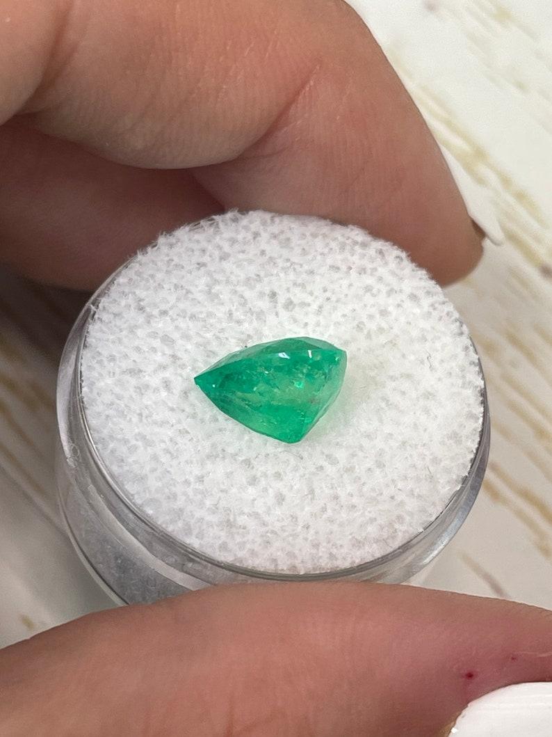 Emerald Cut 3.10 Carat Heart-Cut Colombian Emerald  Yellowish Green 10.2x9.8 Loose Gemstone For Sale