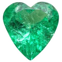 3.10 Carat Heart-Cut Colombian Emerald  Yellowish Green 10.2x9.8 Loose Gemstone