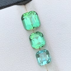 3.10 Carat Mint Green, Sea-foam Natural Tourmaline Cushion Cut Loose Gemstones