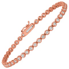 Bracciale con lunetta di diamanti naturali da 3,10 carati G SI Oro rosa 14 carati