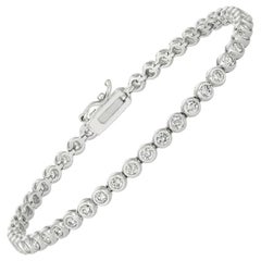 3.10 Quilates Diamante Natural Bisel Pulsera G SI Oro Blanco 14 Kilates