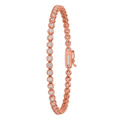 3.10 Carat Natural Diamond Bezel Bracelet G SI 14 Karat Rose Gold