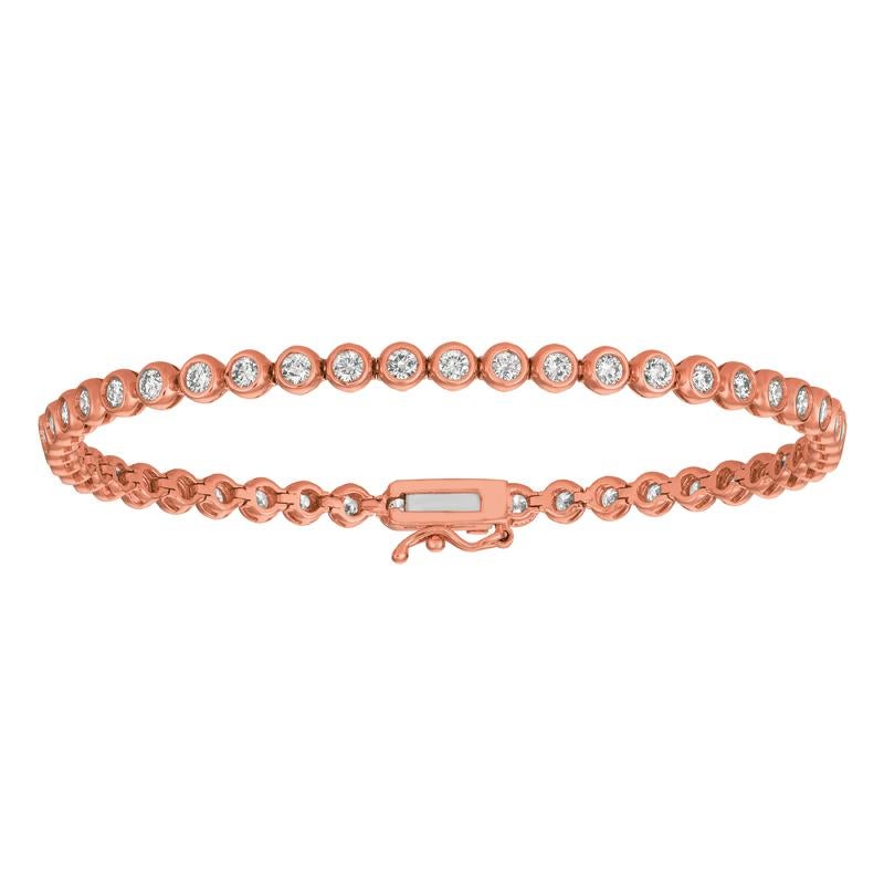 3,10 Karat natürliches Diamant-Lünettenarmband G SI 14 Karat Roségold (Zeitgenössisch) im Angebot