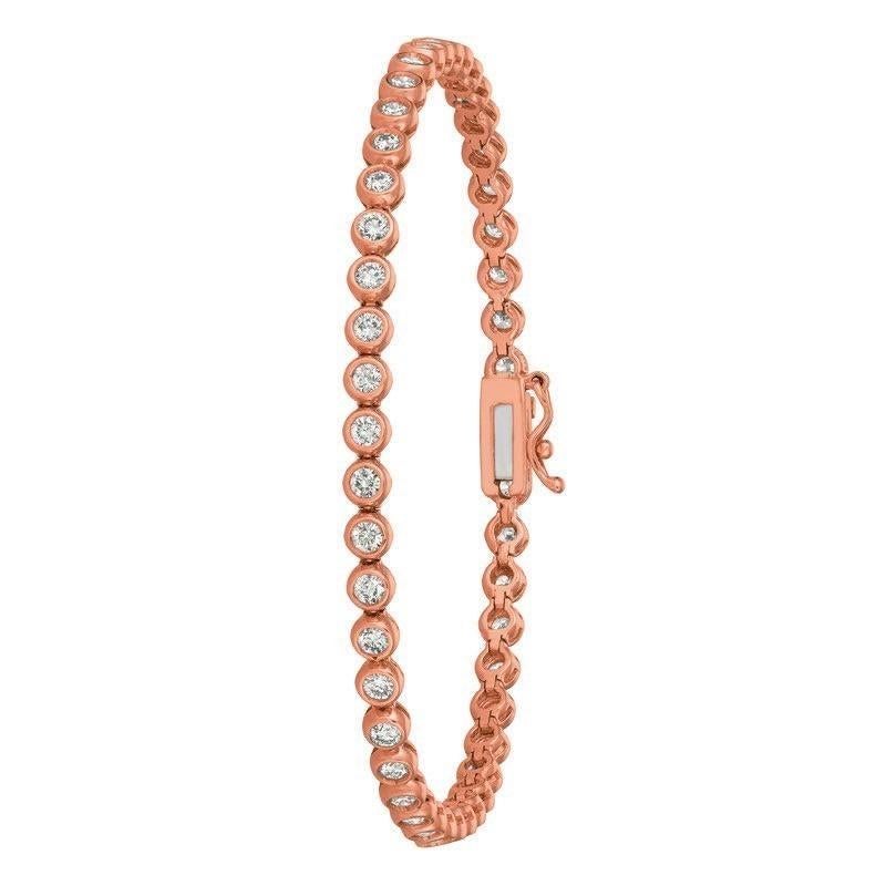 3,10 Karat natürliches Diamant-Lünettenarmband G SI 14 Karat Roségold (Zeitgenössisch) im Angebot