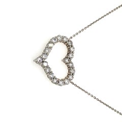 3.10 Carat Natural Diamond Heart Necklace 14 Karat White Gold G SI Chain