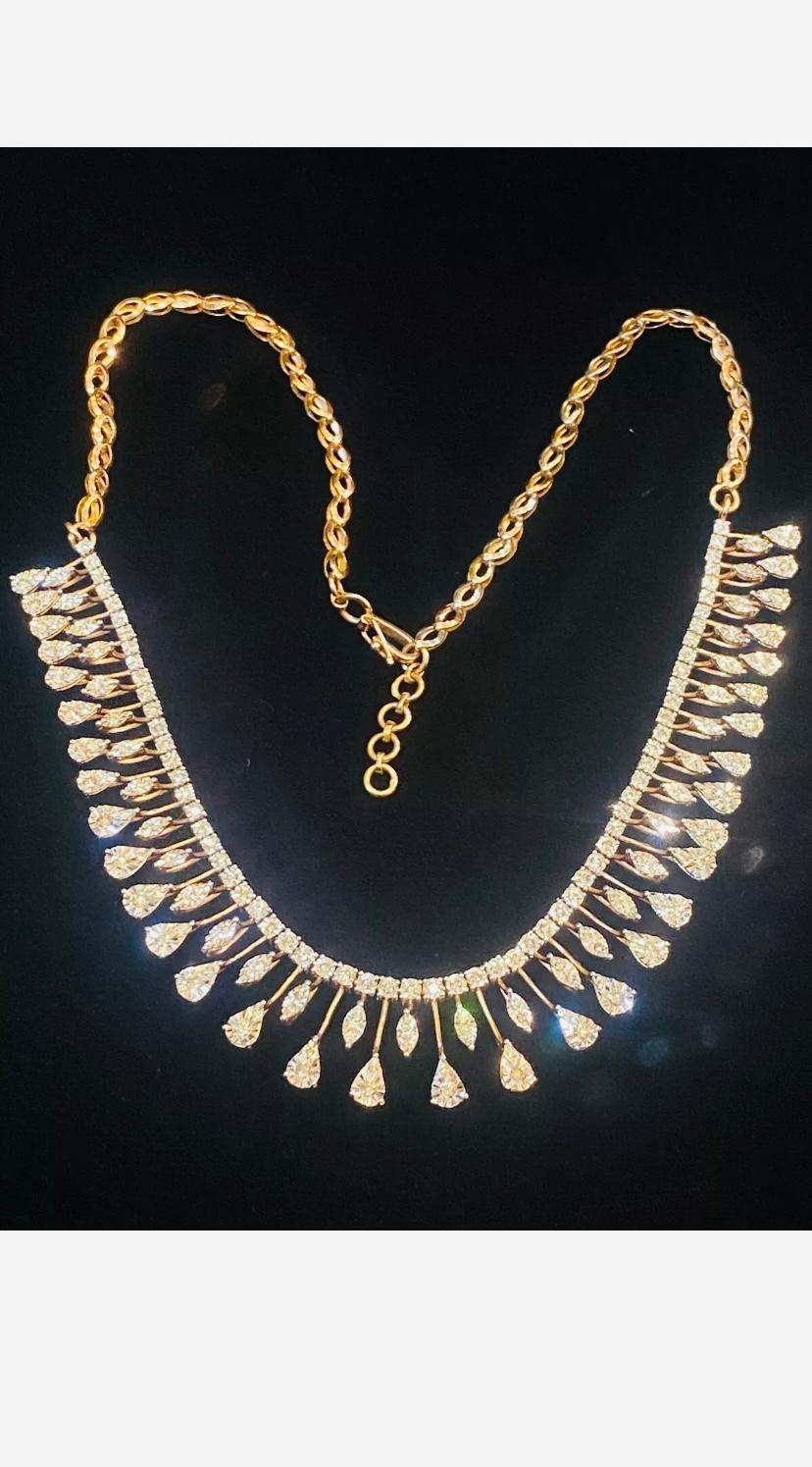 3.10 Carat Natural Diamonds Rosè Gold Necklace For Sale 1