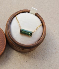 3.10 Carat Natural Green Tourmaline 14k Gold Pendant Necklace