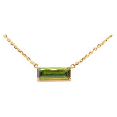 Collier pendentif en or 14 carats avec tourmaline verte naturelle de 3,10 carats
