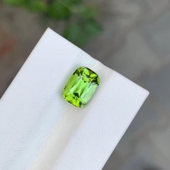 3.10 Carat Natural Loose Apple Green Peridot Cushion Shape Gem
