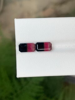 3.10 Karat natürlicher loser zweifarbiger Turmalin in Smaragdform Edelstein