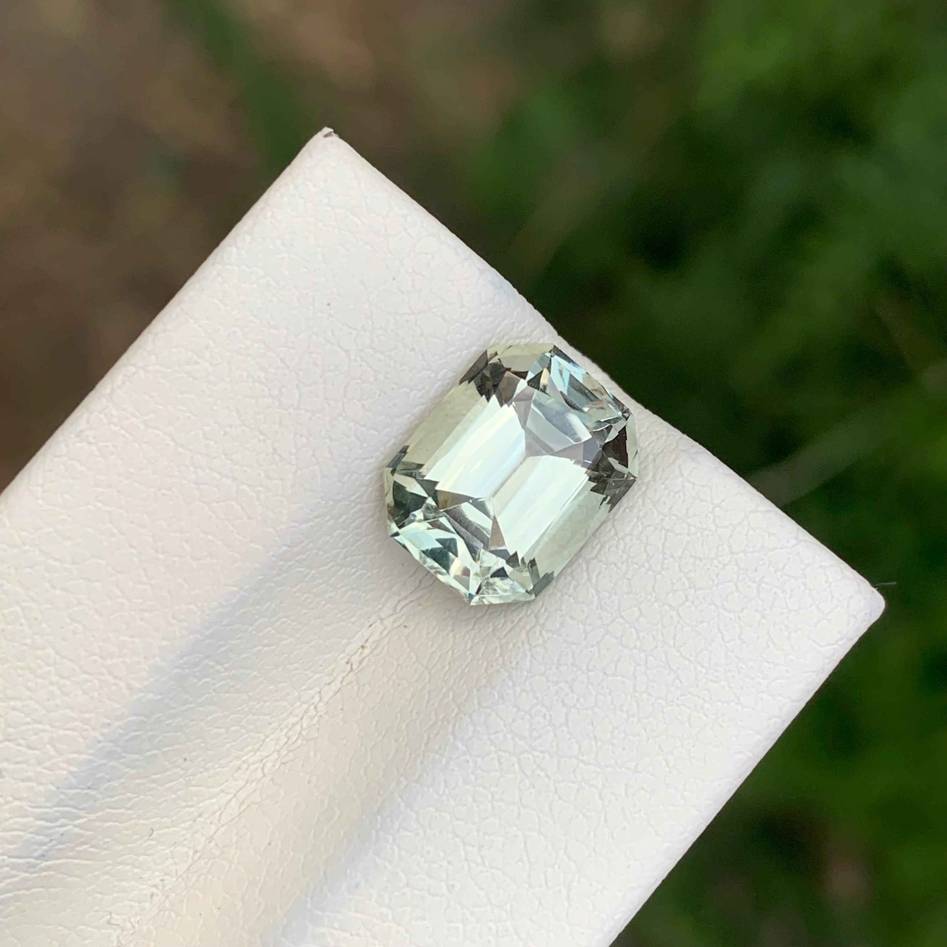 3.10 Carat Natural Loose Green Amethyst / Prasiolite Cushion Shape Gemstone (Améthyste verte / Prasiolite en forme de coussin) en vente 1