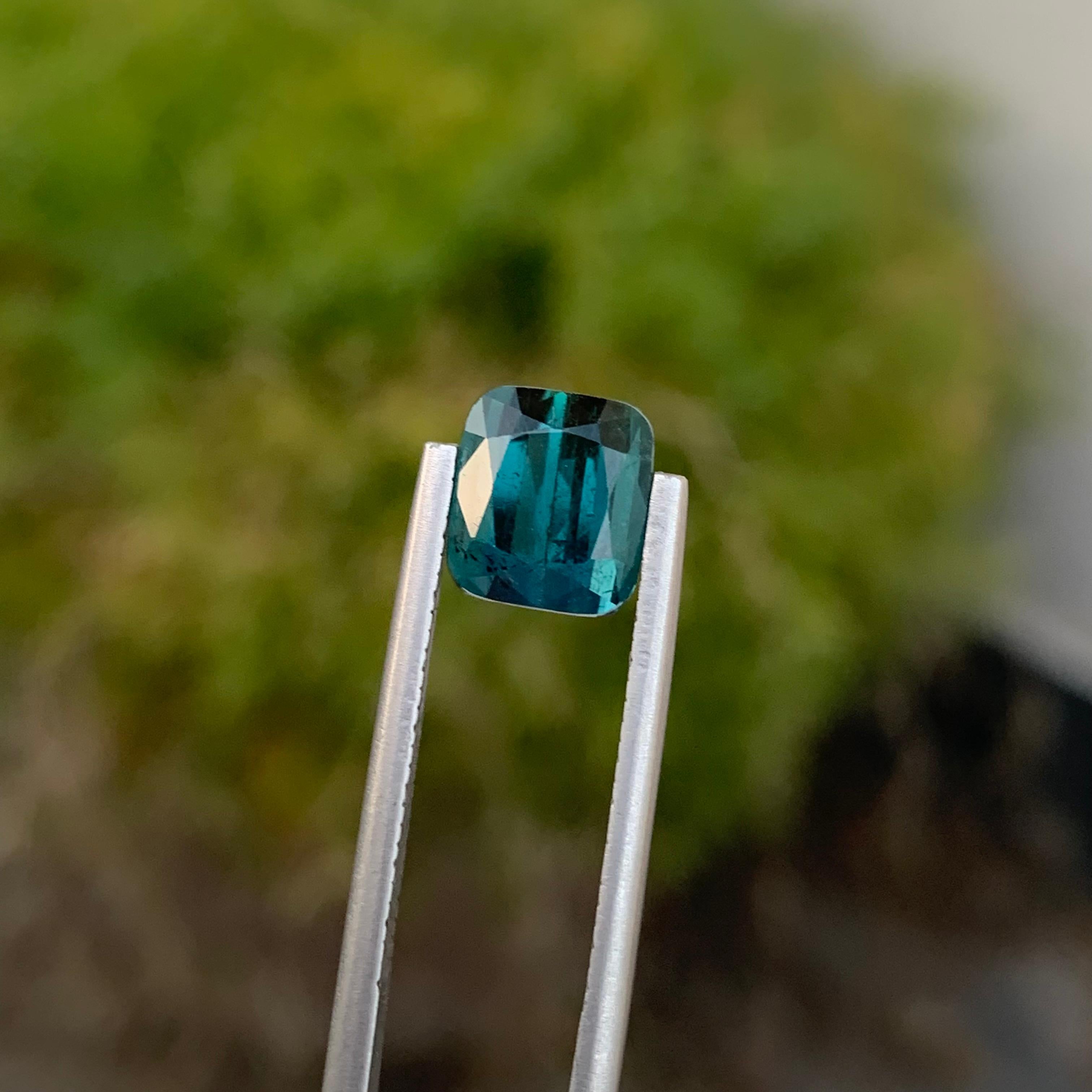 3.10 Carat Natural Loose Indicolite Tourmaline Cushion Shape Gem For Ring  In New Condition For Sale In Peshawar, PK