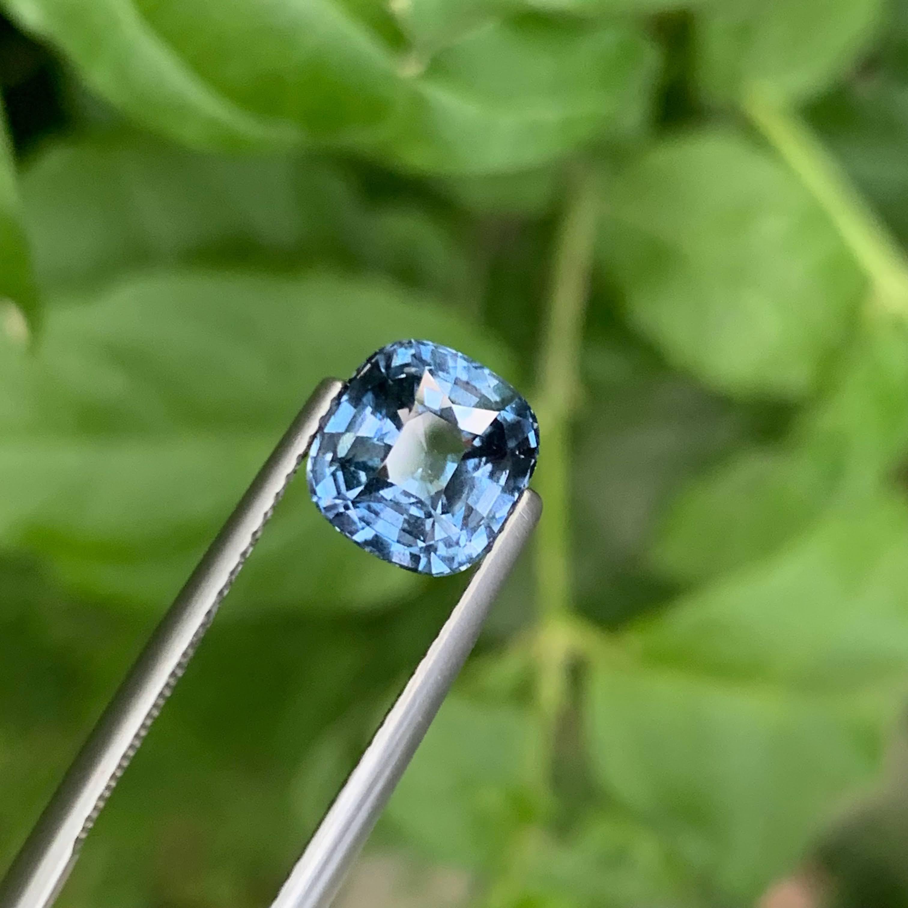 3.10 Carat Natural Loose Light Blue Spinel Stone Cushion Cut Burmese Gemstone For Sale 6